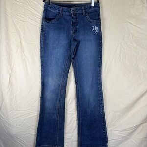 Harley-Davidson Jeans Womens 6 Long Blue Studded Mid Rise Bootcut Denim 31x31